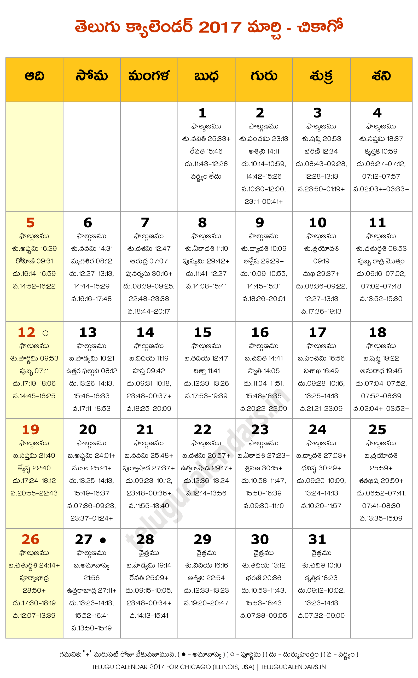 Chicago 2017 March Telugu Calendar Telugu Calendars