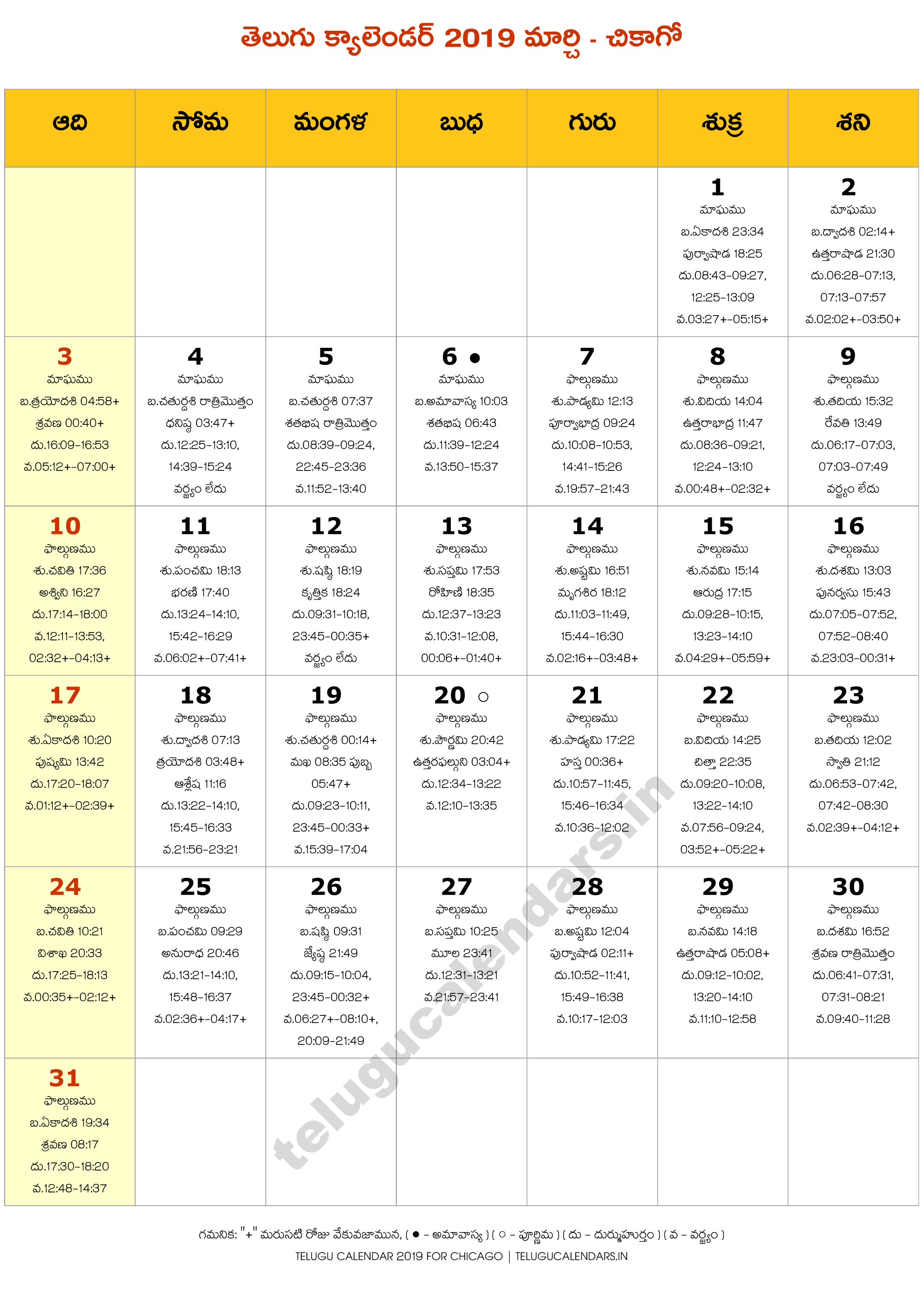 Telugu Calendar 2022 Chicago Background