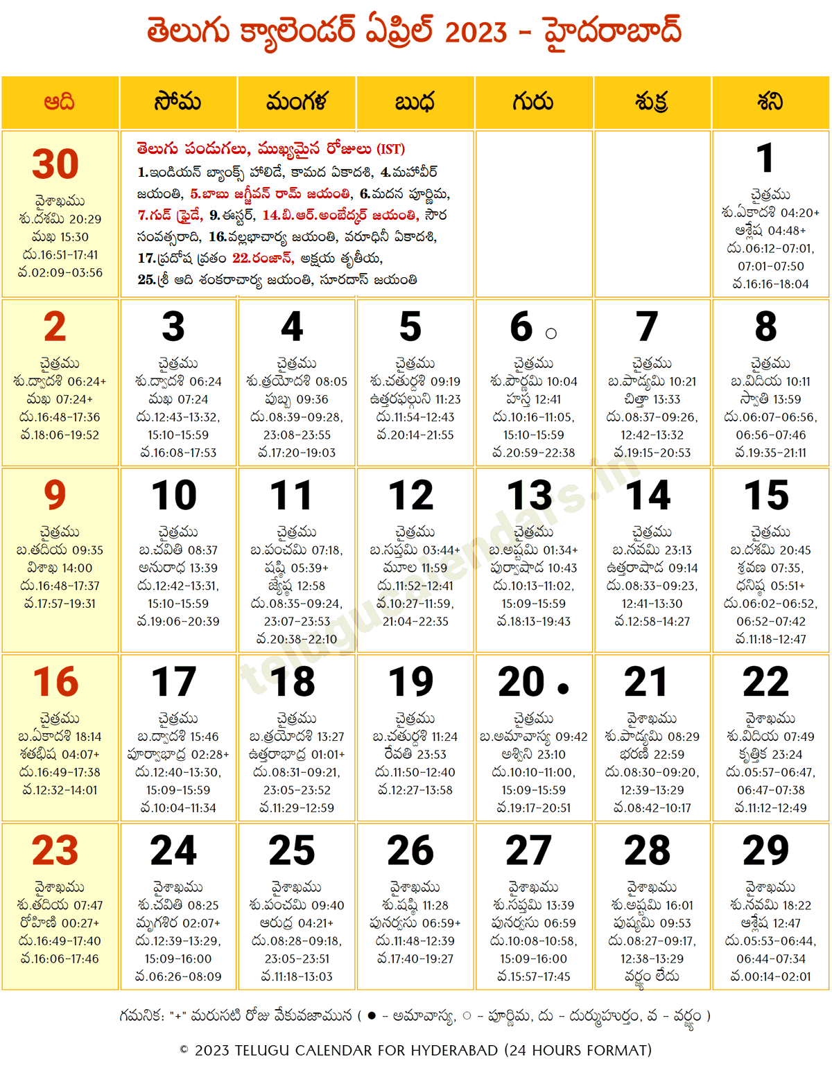 Telangana Telugu Calendar 2023 April 2024 Telugu Calendar PDF