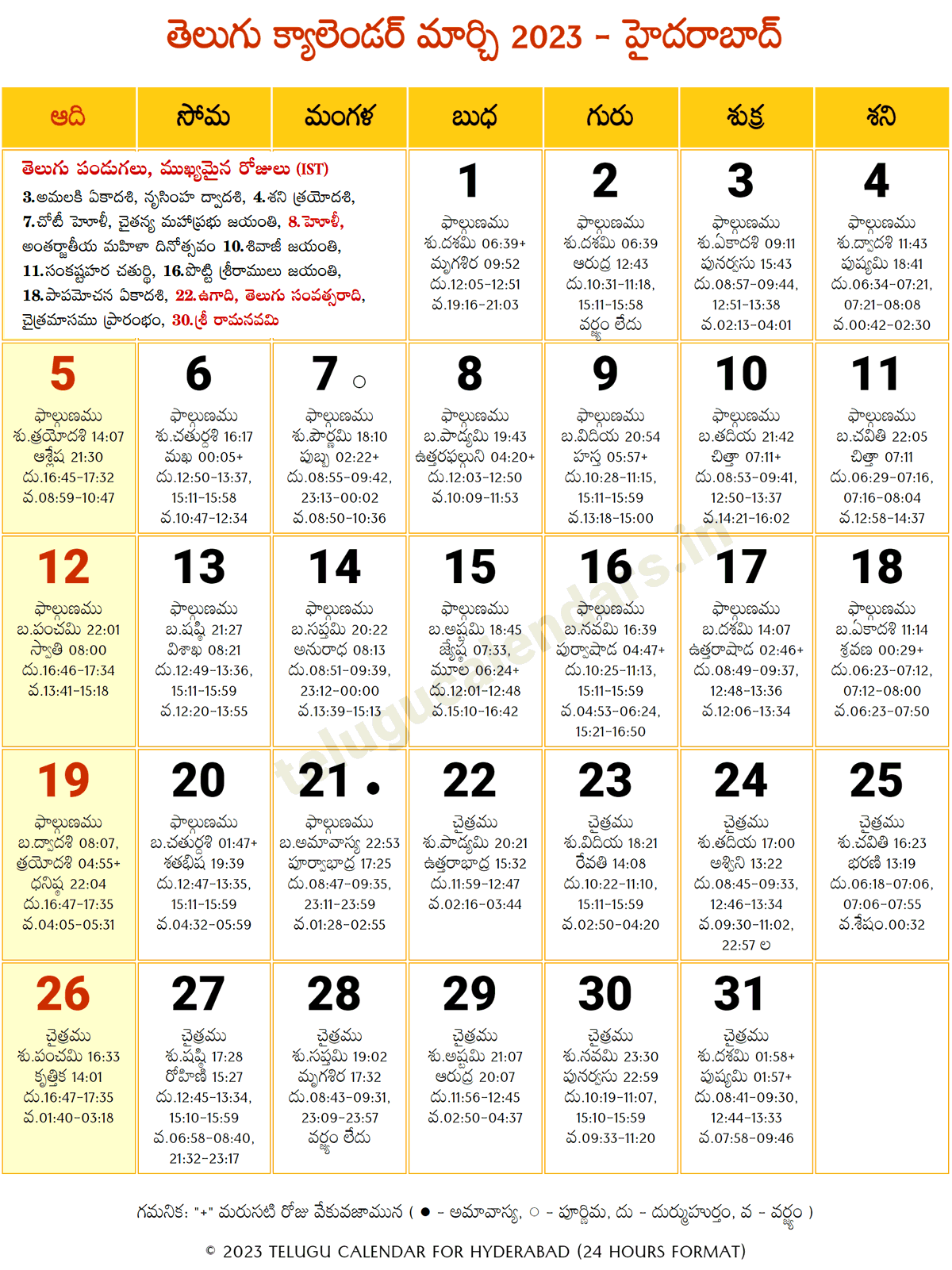 Telangana Telugu Calendar 2023 March 2024 Telugu Calendar PDF