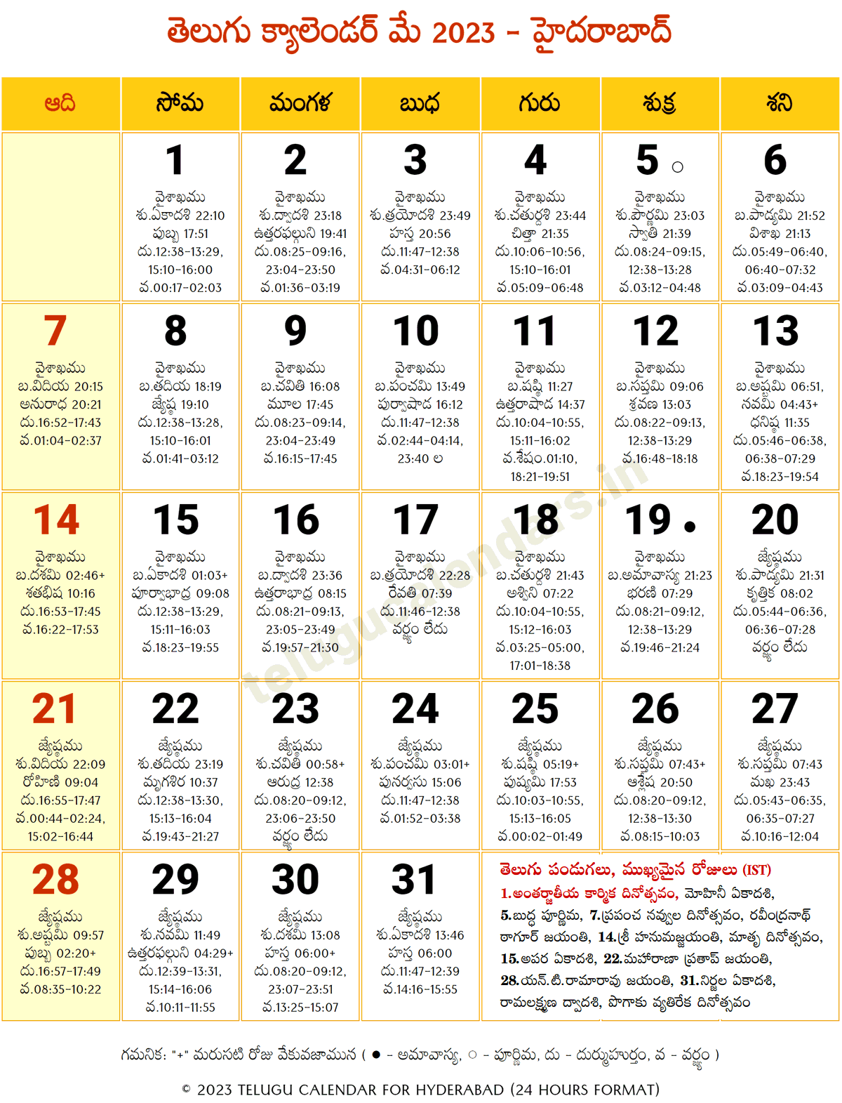 Telangana Telugu Calendar 2023 May 2024 Telugu Calendar PDF