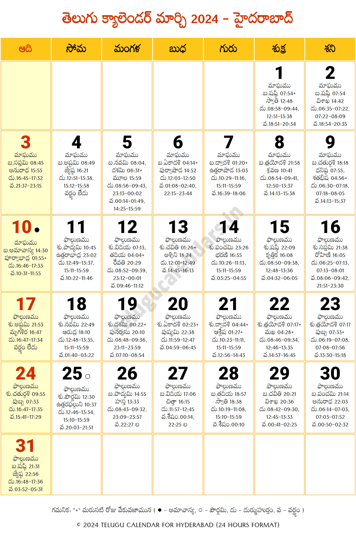Telangana Telugu Calendar 2024 March 2024 Telugu Calendar PDF