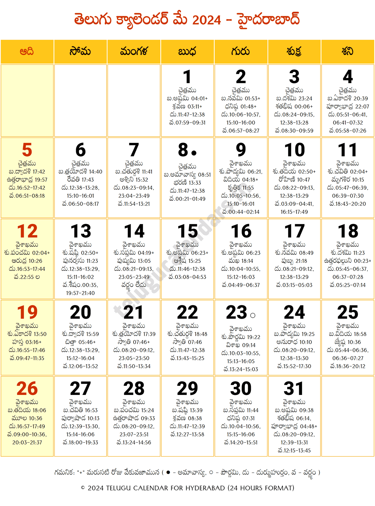 Telangana Telugu Calendar 2024 May 2024 Telugu Calendar PDF