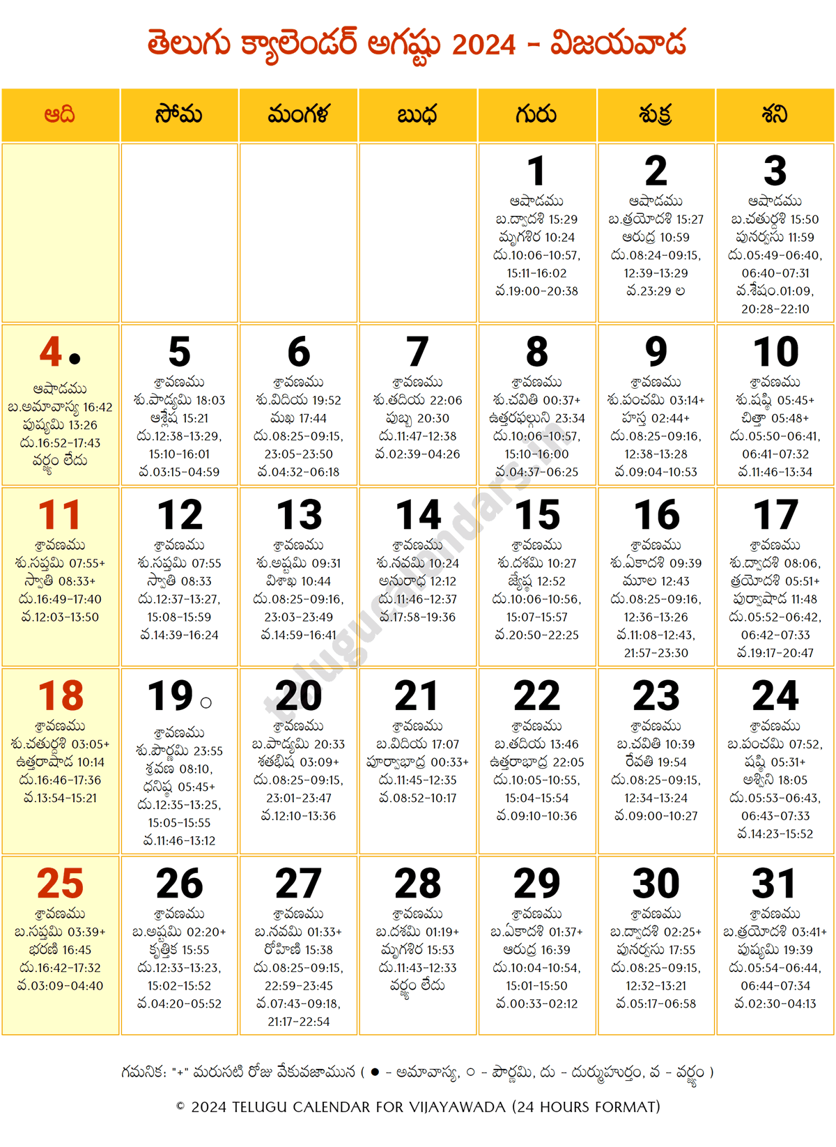 Andhra Pradesh Telugu Calendar 2024 August 2024 Telugu Calendar PDF
